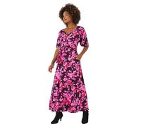 Joe Browns Print Floral Wide Sleeve Button-Through Maxi Dress Robe, Rose, 46 Petite Femme