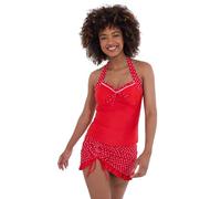 Joe Browns Retro Polka Dot Frilly Ruched Swim Skirt Slips de Bain, Rouge, 38 Femme