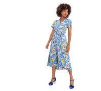 Joe Browns Vintage-Style Printed Tie Waist Shirt Dress Robe, Bleu, 46 Femme
