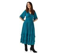 Joe Browns Robe Longue Florale bohème avec Bordure Miroir, Bleu Sarcelle, 44