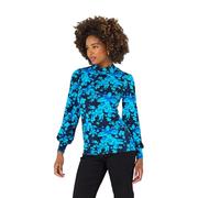 Joe Browns Striking Blue Floral High Neck Jersey Top Blouse, Bleu, 42 Femme