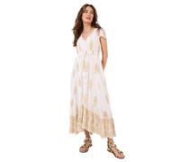 Joe Browns Summer Evening Cap Sleeve Shirred Waist Crinkle Dress Robe, Blanc, 42 Femme
