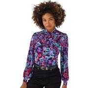 Joe Browns Vibrant Floral Print High Neck Jersey Top Blouse, Violet, 36 Femme