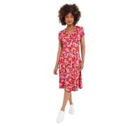 Joe Browns Vintage Floral Print Jersey Dress Robe, Rouge, 38 Femme