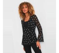 Joe Browns Wide Cuff Detail Shirt Noir 6 (2XS) Female