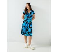 Joe Browns Winter Floral Wrap Front Knee-Length Jersey Dress Robe, Bleu, 42 Femme
