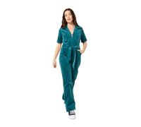 Joe Browns Zip Front Belted Bootcut Cord Jumpsuit Salopette, Turquoise, 38 Petite Femme