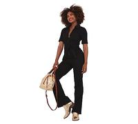 Joe Browns Zip Front Sustainable Stretch Denim Straight Leg Jumpsuit Combinaison à Jambe Droite, Noir, 38 Femme
