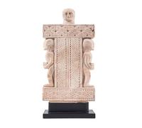 Joe Sayegh King PANJI BIG - Statuette en Pierre Calcaire Naturelle - Sculpture Ethnique - Dimensions 43cm - Finition Artisanale sur Pied Métal Noir - Décoration Intérieure