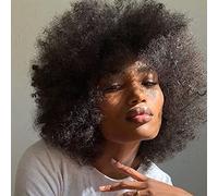 JOEDIR HAIR Perruques afro pour femmes noires de cheveux humains courts, crépus et bouclés de 20,3 cm, noir naturel, grandes perruques afro (couleur : 1B)
