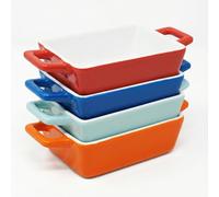 Joeji’s Kitchen Lot de 4 Plat à Gratin Individuel en Céramique - Petit Plat Four Durable pour Lasagnes, Hachis & Crumbles - Mini Cocotte Individuelle Rectangulaire (325 ml)
