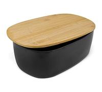 Joejis Boite à pain écologique faite en fibres de bambou - Huche a pain moderne et pratique - Boite conservation pain multifonction - Boite a pain noire conservateur pain