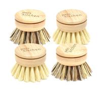 Joeji's Ensemble de 4 Têtes de brosses Vaisselle en Bambou Naturel - 2 Poils durs et 2 Poils Souples - Brosse Vaisselle 100% écologique - Brosse de Nettoyage pour Cuisine