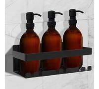Joeji's Étagère Douche sans Perçage - Support Douche Adhésif 3M en Acier Inoxydable Noir - Porte Savon & Rangement Shampoing - Étagère Murale Salle de Bain & Organisateur sans Perçage