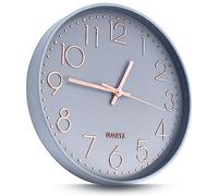 Joejis Horloge Murale 30 cm - Grise Design Moderne - Silencieuse sans tic-tac - Horloge Cuisine - Salon - Salle de Bain - Chambre - Pendule Murale - Gris et Or Rose