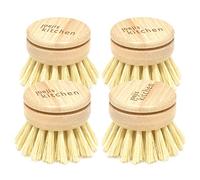 Joeji's Brosse Nettoyage Cuisine - 4 têtes de Rechange Brosse Vaisselle ecologique Bois avec Poils en Fibres Brosse Vaisselle Bois pour Laver Assiettes plaques de Cuisson Salle de Bains