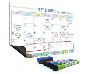 Joeji's Kitchen Calendrier Magnetique Frigo Planning - Tableau Magnetique Frigo Avec 4 Marqueurs Et Gomme - Pour Planifier Les Repas Et Listes De Courses (Mensuel)