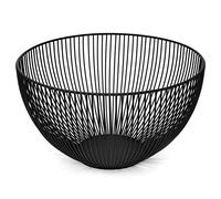 joeji's Kitchen Corbeille a fruit noire - Corbeille fruit moderne, anti-rayure et anti-dérapante - Panier de fruits et legumes métal 25 cm pour des aliments mûrs et frais plus longtemps