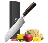 joeji's Kitchen Couteau Santoku acier inoxydable couteau hachoir manche ergonomique en pakkawood couteau tranchant comme un rasoir coupes