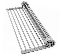 Joeji's Kitchen Egouttoir à Vaisselle Pliable pour Cuisine 43 x 35 cm - Acier INOX Résistant à la Chaleur - Égouttoir à Vaisselle Enroulable Multi-Usage pour Sécher Fruits, Viandee et Plus