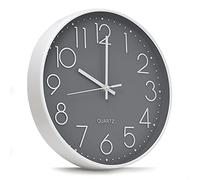 joeji's Kitchen Horloge Murale 30 cm - Grise Design Moderne - Silencieuse sans tic-tac - Horloge Cuisine - Salon - Salle de Bain - Chambre - Pendule Murale