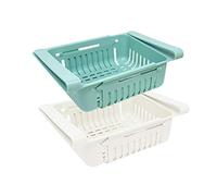 joeji's Kitchen Lot Boite De Rangement et Organisation De Cuisine Frigo, Organisateur De Tiroir Rétractable Pour Réfrigérateur Frigo, Bleu Blanc Rose Et Beige Couleurs (Lot de 2)