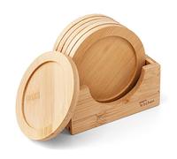 Joeji's Kitchen Lot de 6 Dessous de Verre en Bois résistants à la Chaleur et à l'eau pour éviter Les Marques sur Les Meubles Dessous de Verre Polyvalents de 9 cm pour Boissons, vases à Huile…