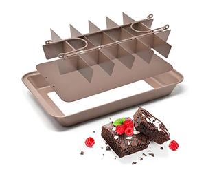 joeji's Kitchen Moule à Brownie - Rectangulaire 31 x 20cm - Amovible Plateau antiadhésif avec séparateurs - Coupe-brownie au chocolat 18 pièces
