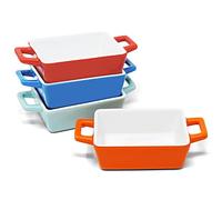 Lot de 4 Mini Plat à Four Rectangulaire en Grès Céramique Pour Cuisiner & Servir