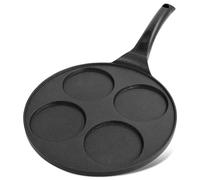 Joeji's Kitchen Poêle à Crêpe Pancakes Blinis - 4 Trous en Aluminium Antiadhésif - Poele a Crepe induction ou Gaz de 26,5 cm - Poêle à Frire pour Pancakes Crêpes blinis œufs - Noir