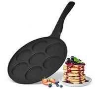 joeji's Kitchen Poêle à Crêpe Pancakes Blinis - 7 trous en Aluminium Antiadhésif - Poele a Crepe induction ou gaz de 26,5 cm - Poêle à Frire pour Mini Pancakes Crêpes blinis œufs