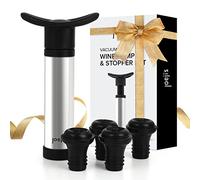 Joeji's Kitchen Pompeà vide Acier Inoxydable et 4 Bouchonsà Vin - Pompe a Vin Vide Air Bouchon Bouteille Vin mit Coffret Cadeau - Ralentir L'oxydation Et Sceller Les Bouteilles De Vin