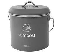 Joeji's Kitchen poubelle compost cuisine 3.5L, composteur cuisine avec filtres à charbon, boite compost en métal et sans plastique, élégante poubelle de compost appartement, seau à compost sans odeurs