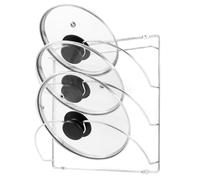 joeji's Kitchen Rangement Couvercle Casserole pour placard ou mural - 2 en 1 Autoadhésif 3M Sans percage ou option à vis - Support Couvercle Cuisine - Porte Couvercle Placard (3 places - Chrome)