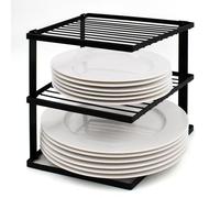 joeji's Kitchen Support à Assiettes Anti-basculement pour Placard de Cuisine, étagère d'angle 25 x 25 x 19 cm, Noir…