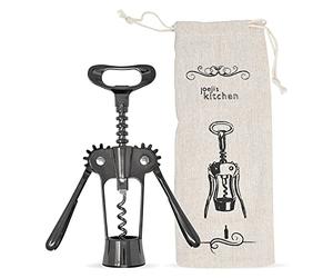 Joeji's Kitchen Tire Bouchon éLégant Et Pratique - Ouvre Bouteille De Vin Alliage De Zinc Avec Sac De Rangement - Tire-Bouchon Pour Retirer Bouchons et Capsules - Noir