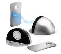 Joejis Lot de 2 Arrêts de Porte Magnétiques - Butées de Porte Protectrices pour Sol avec Système de Capture Magnétique - Butée de Porte Robuste - Acier Inoxydable Durable - Argenté (2)