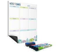 Joeji's Organisateur Hebdomadaire Magnétique Grand Format A3 - Facile à Fixer sur le Frigo - Calendrier Familial Plan de Repas Tableau des Tâches - 4 Marqueurs avec Effaceurs - Portrait