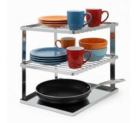 joeji's Organiseur d'Angle Placard 3 Niveaux Argenté - Range-Assiettes 25cm