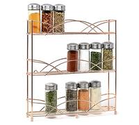 Joejis Support à épices et Herbes à 3 Niveaux Sur pied - Rangement de cuisine - Support à épices de qualité - Facile à installer Sans Percage - Or Rose