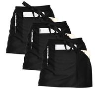 Joeji's Tablier de Cuisine Noir Lot de 3 - Demi-Tablier Serveur avec Poches