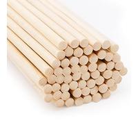 Joejis Tiges Longues en Bambou - 60 Pièces de Baguette Bois Ronde - Tourillon Bois Pour Vos Loisirs Créatifs - 30cm x 6mm