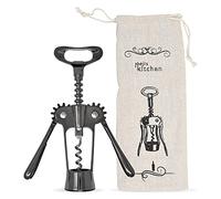 joeji's Tire-Bouchon à Ailes Noir - Zinc, Décapsuleur & Sac Lin Inclus
