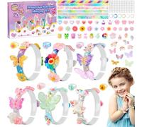 JOEJONI Kit de bricolage pour filles à partir de 5 ans, bracelets à faire soi-même, bracelets pour enfants, cadeaux de Noël pour filles de 5, 6, 7, 8, 9, 10, 11, 12 ans