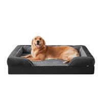 JOEJOY Lit orthopédique pour chien de taille moyenne, canapé en mousse à mémoire de forme pour chien, lit pour chien avec housse amovible et lavable, orthopédique, 89x64x17 cm canapé antidérapant en