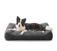 JOEJOY Panier Chien Grande Taille Orthopedique, Panier pour Chien Démontable, Lavable et Antidérapant, pour Chien en Fausse Fourrure de Lapin Douce, Gris Foncé, 89x64x20cm