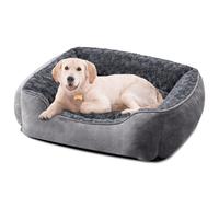 JOEJOY Panier pour chien de taille moyenne, coussin moelleux et antidérapant, en peluche, pour l'automne, taille L, 76 x 61 x 23 cm, gris