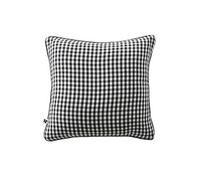 JOEL - Coussin Déhoussable 45x45cm Gaze de Coton Vichy Coloris Truffe -
