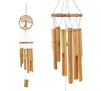 Joeleli - Carillon à vent en bois - Décoration musicale à suspendre - Pour extérieur, intérieur, maison, jardin, terrasse, véranda, cour, terre agricole ou pour balcon (arbre de vie)