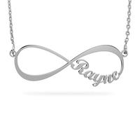 JOELLE JEWELRY Collier Pendentif Infini Gravure Personnalisé Colliers Prenom avec Coeur en Argent Massif 925 Bijoux Femme Anniversaire Marriage
